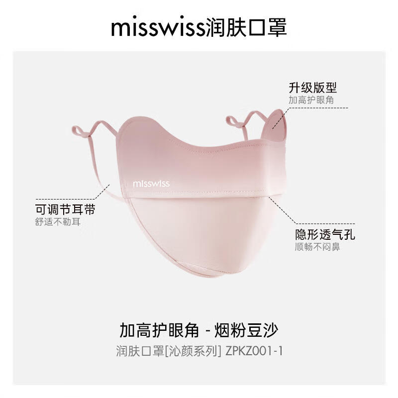 MissWiss防晒口罩防风护眼角防紫外线腮红夏季高颜值透气骑行面罩