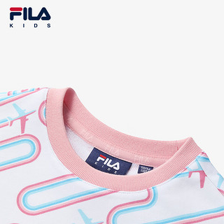 FILA【液氨整理】斐乐童装儿童上衣2024秋女小童圆领套头卫衣 满印二-ZB 110