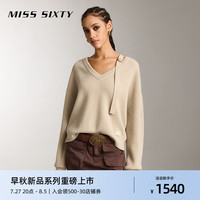 MISS SIXTY【江疏影同款】2024秋季针织衫女气质短款羊毛衣 浅卡其 S