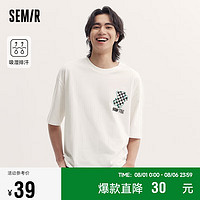 森马（Semir）短袖T恤时尚印花中性风上衣吸湿排汗棋盘格情侣装107323100212