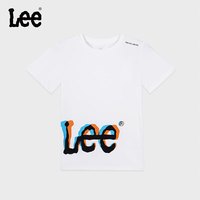 李 Lee儿童短袖T恤速干衣2024夏季男中大童户外运动百搭休闲透气 月光白 140cm