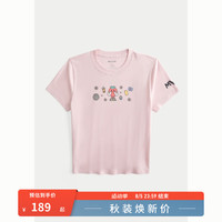 HOLLISTER【草莓音乐节】24秋辣妹图案短袖T恤 女 KI357-4009 粉色 M (165/92A)