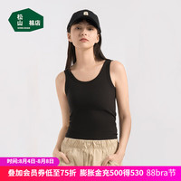 松山棉店女士罗纹背心柔软透气弹力莫代尔可外穿吊带打底春夏 背心款-黑色 L/165