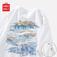 名创优品（MINISO）牛油果绿短袖t恤男夏季纯棉上衣高级感衣服油画山茶花印花半袖女 白色(油画蓝调胸标_背标) 5XL(体重230-260斤)