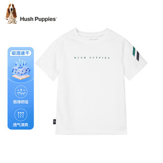 暇步士（Hush Puppies）童装男女童短袖2024夏装儿童精梳棉汗布透气舒适时尚短袖T恤 B款本白 110cm