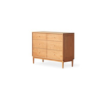 YESWOOD 源氏木语 Y102F02 实木六斗柜 本木色 111.2*40*82.2cm