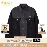 卡宾(CABBEEN)【字母刺绣】男装牛仔夹克外套2024秋冬新款宽松上衣潮流街头 煤黑色01