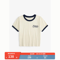 HOLLISTER24秋美式辣妹纯棉撞色边饰短袖T恤 女 KI357-4008 奶白色 XS (160/84A)