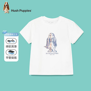 暇步士（Hush Puppies）童装男女童短袖2024夏装儿童精梳棉汗布透气舒适时尚短袖T恤 A款藏蓝 110cm