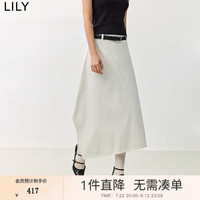 丽丽 LILY2024秋女装设计感斜向裁剪不对称百搭显瘦通勤牛仔半身裙 601白色 XL