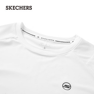 斯凯奇（Skechers）夏季女款速干短款T恤衫凉感短袖P224W061 亮白色/0019 2XL