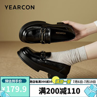 意尔康小皮鞋女英伦风厚底增高舒适乐福鞋24 29269W 黑色 38 