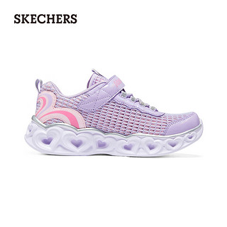 斯凯奇（Skechers）可开关发光鞋夏网面透气运动鞋302560L 薰衣草色/LAV 34码