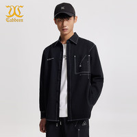 卡宾男装潮流明线宽松衬衫24秋新款上衣印花商场同款W3243109002 煤黑色01