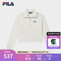 FILA 斐乐女子套头卫衣2024秋时尚休闲宽松针织长袖上 奶酪花灰-LM 3XL