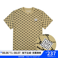 马克华菲【纯棉T恤】夏季款时尚潮流休闲男士短袖T恤百搭宽松舒适圆领上衣 姜黄 3XL