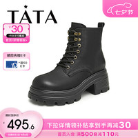 他她(TATA)2024冬时尚休闲马丁靴女CDR01DD4 黑色(绒里) 39
