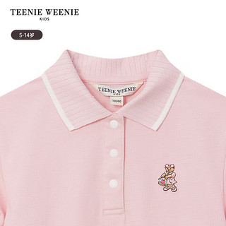 Teenie Weenie Kids小熊童装24夏季女童纯色刺绣网纱连衣裙 浅粉色 130cm