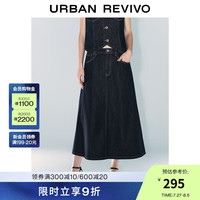 UR2024秋季女装时尚摩登复古时髦丹宁牛仔半裙UWG840217 蓝色 XS