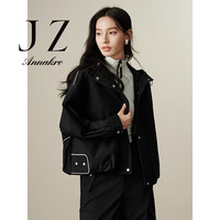 玖姿·安娜蔻都市轻户外休闲撞色边夹克风衣外套女装2024秋季 素黑 3XL