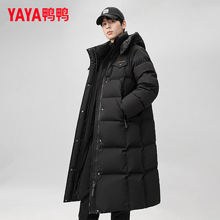 鸭鸭（YAYA）鹅绒极寒款羽绒服长款过膝2024年冬季休闲连帽加厚保暖外套WS 黑色 165/84A(S)