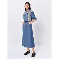 【高级感牛仔裙】2024夏舒适收腰翻领短袖连衣裙女