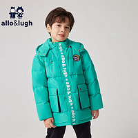 allo&lugh男童羽绒服中长冬季儿童连帽工装外套中大童 绿色 100cm