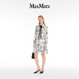 MaxMara 2024早秋女装真丝印花连衣裙6226084106 白色 40