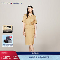 TOMMY HILFIGER24早秋女装通勤干练系带收腰宽松光泽衬衫裙连衣裙42728 黄色ABB 34