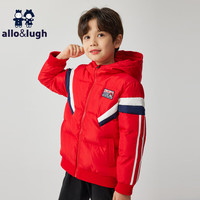 allo&lugh阿路和如童装中大童拼接舒适鸭绒保暖常规款外套 红色 110cm
