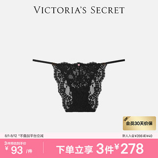 VICTORIA'S SECRET 维密梦幻系列  性感蕾丝可调节系带低腰半包臀丁字/T裤女士内裤 54A2黑色 11254813 XS