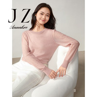 玖姿·安娜蔻简约优雅肌理感羊毛长袖套头针织衫女装2024秋季 粉红 M