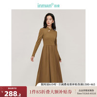 茵曼(INMAN)新中式拼接连衣裙2024秋季女装新款长袖打底裙子