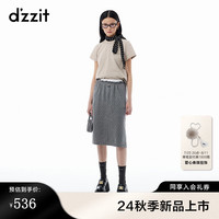 DZZIT【周冬雨同款】地素短袖T恤2024秋季新款简约都市风上衣女漂白色