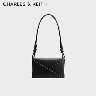 CHARLES&KEITH24秋CK2-20271411绳结肩带几何设计单肩小方包 Jet Black黑色 S