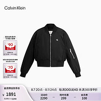 Calvin Klein Jeans【防泼水】24秋季女ck休闲棒球领短款棉服外套J224790 BEH-太空黑 XS