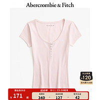 ABERCROMBIE & FITCH女装 24夏款圆领上衣小麋鹿亨利式辣妹短袖T恤 KI139-4265