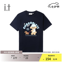 :CHOCOOLATEit 女装合身短袖T恤2024夏季青春少女半袖1869XUM NYL/藏青色 S