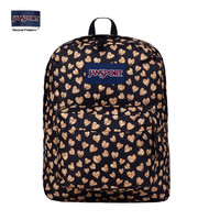 JANSPORT 双肩包 豹纹金色爱心