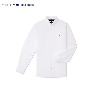 TOMMY HILFIGER【柔软纯棉】24秋冬男商务休闲正装条纹长袖衬衫78JA910 【纯色绣标衬衫】-白色YCI S （：120-135斤）