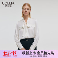 歌莉娅 GLORIA 秋季  22姆米真丝飘带领上衣  1C9L3I370 03W本白 S