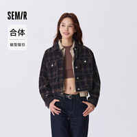 森马 森柔牛仔|牛仔外套女短款秋2024复古夹克小个子 蓝咖色调00385 160/84A/M