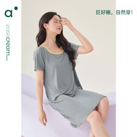 安之伴睡裙女夏新品【带胸垫可外穿】甜美减龄休闲短袖裙套头中长裙 A