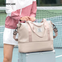 Landcase 旅行包女手提行李包短途大容量收纳包待产包运动包 2104米色