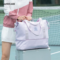 Landcase旅行包女手提包运动游泳背包多功能短途旅行包袋 5102紫色 双层扩容-紫色