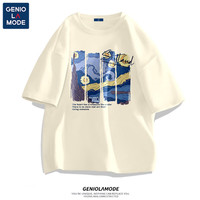 GENIOLAMODE短袖男纯棉潮牌t恤夏季半袖上衣服潮流宽松百搭时尚男装