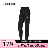 斯凯奇（Skechers）春夏女针织长裤吸湿运动休闲裤子P224W056 碳黑/0018 L