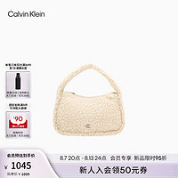 Calvin Klein女包24秋季女士仿羊羔绒ck金属字母时尚可爱手提包4K3005G PAS-奶油白 OS