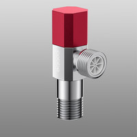 卡贝角阀精铜加厚一进二出开关冷热水阀门大流量家用止水三角阀 八角铜角阀红色