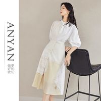 ANYAN时髦设计感连衣裙女艺术家联名气质洋装女夏2024衬衫裙